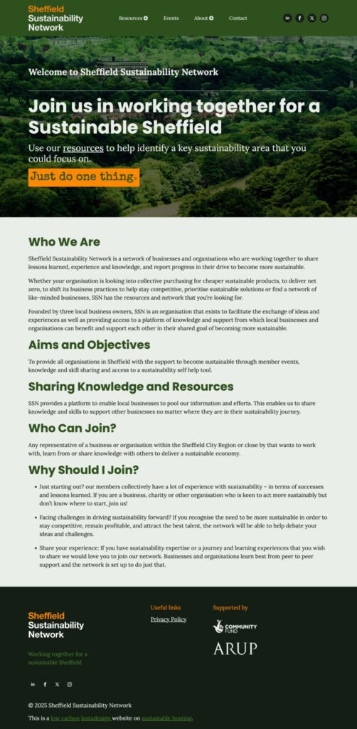 Sheffield Sustainability Network website screenshot